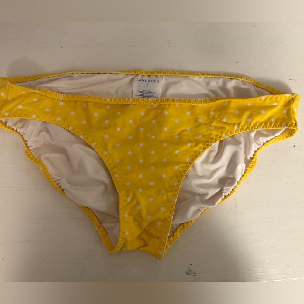 Lands' End Yellow Polka Dot Swim Bottom